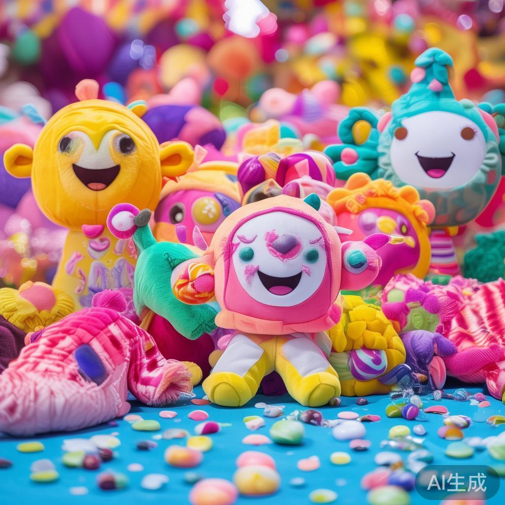 糖果派对玩偶作为一种新的娱乐形式，融合了丰富的色彩