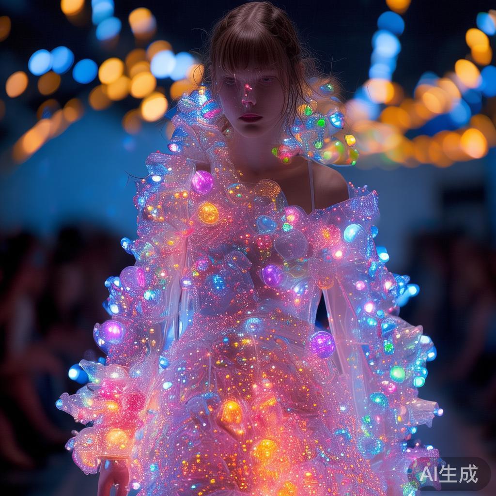 创意十足的派对糖果时装设计欣赏:甜蜜梦幻的时尚盛宴 此外,有的设计师结合现代材料与科技手段,例如利用L