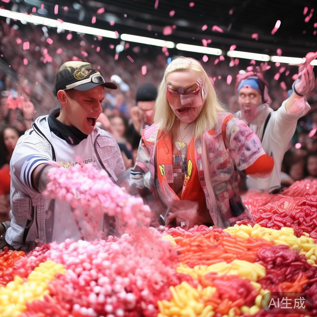 在抢糖果的瞬间，适当的音乐和现场的加油声会极大增强